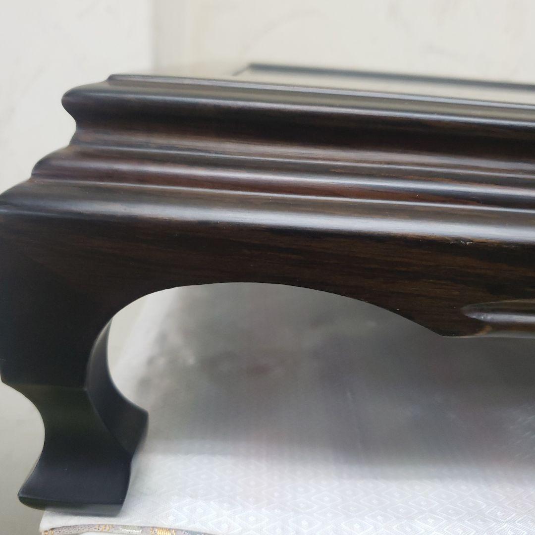 蔵出し特価　黒檀花台 スジ彫花瓶台 D５１×３３×１２cm　こきず訳有り箱付き