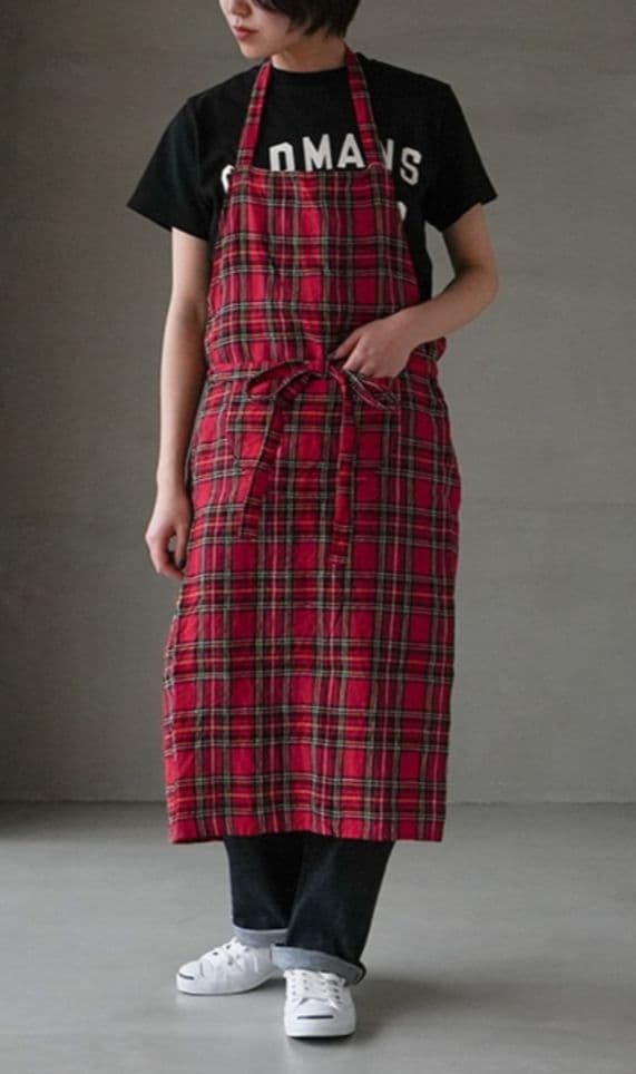 3/31まで　R&D.M.Co-TARTAN CHECK APRON　リネン