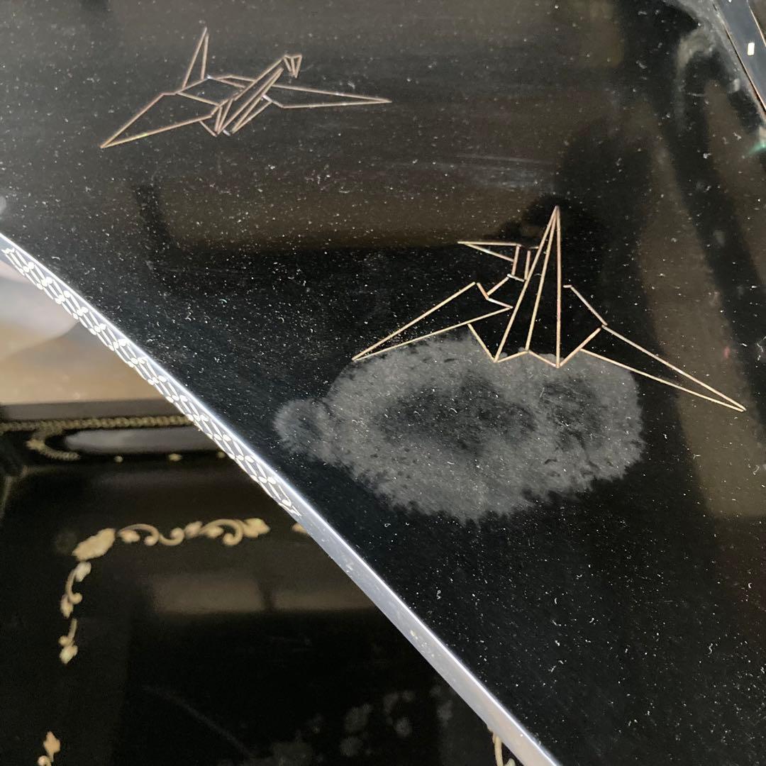 輪島塗　螺鈿細工　飾り棚　茶箪笥　段違い　違棚　黒漆　唐子　高級　和式　アコヤ貝