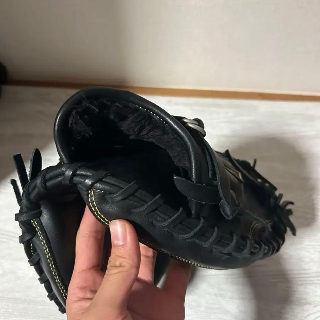 ZETT キャッチャーミット 軟式用 黒 編み込みデザイン