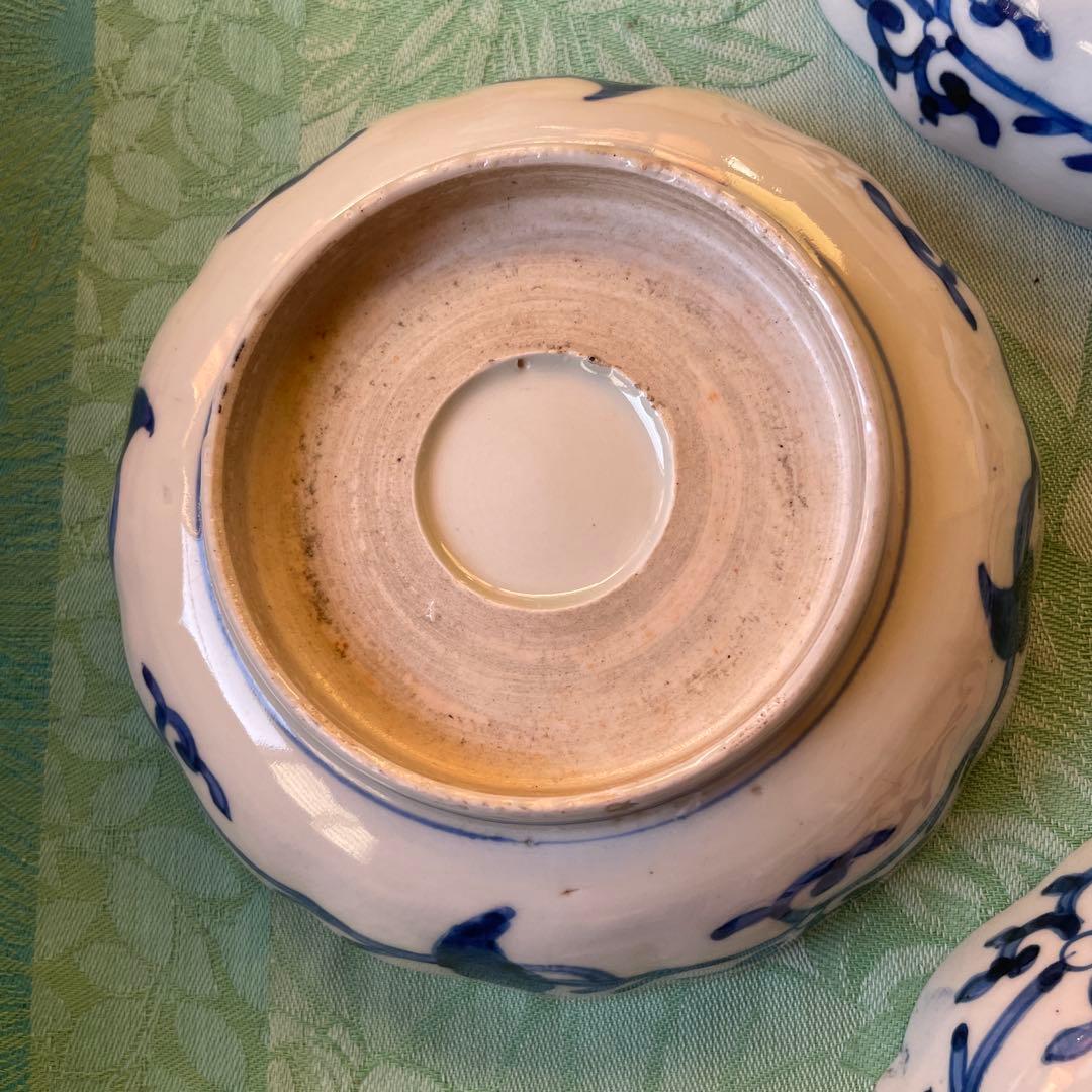 古伊万里　染付　牡丹　松竹梅　吉祥文様　膾皿2客