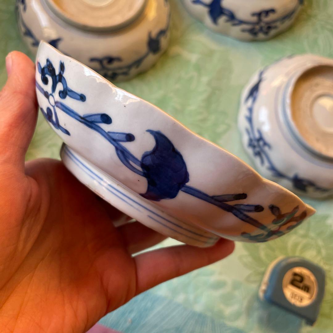 古伊万里　染付　牡丹　松竹梅　吉祥文様　膾皿2客