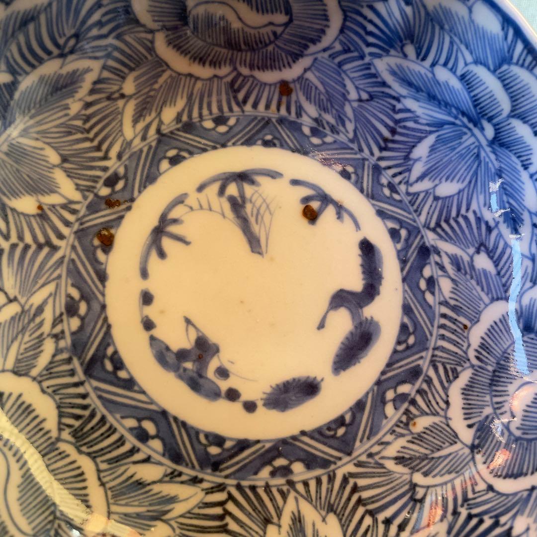 古伊万里　染付　牡丹　松竹梅　吉祥文様　膾皿2客