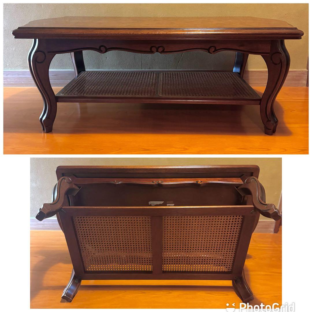 【美品】karimoku カリモク コロニアル ラタン 猫脚 センターテーブル