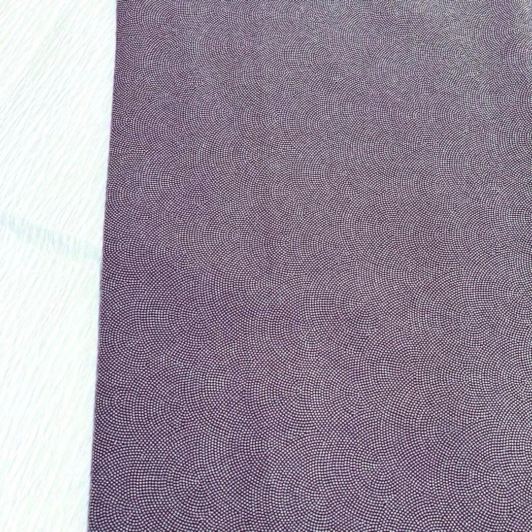 【美品✨】東レシルック　さんび　洗える着物　江戸小紋　三役　鮫小紋　くすみ紫L2