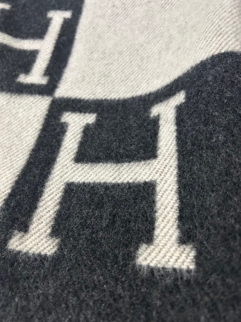 エルメス アヴァロン ブランケット 未使用 ブラック×ホワイト 保存袋付 正規品