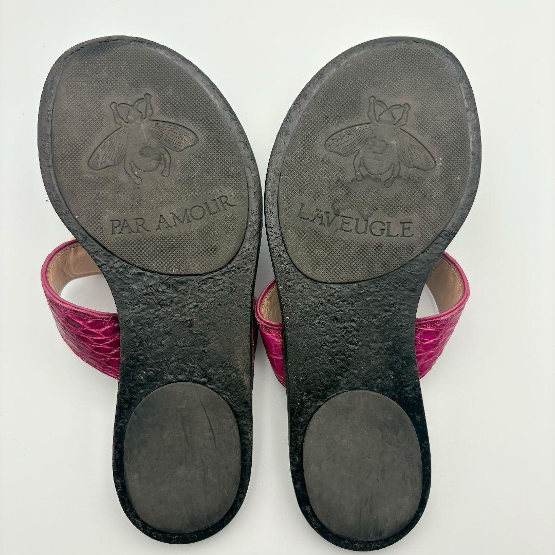 グッチ　GGマーモント　クロコ　レザー　トングサンダル　ブラック　パープル