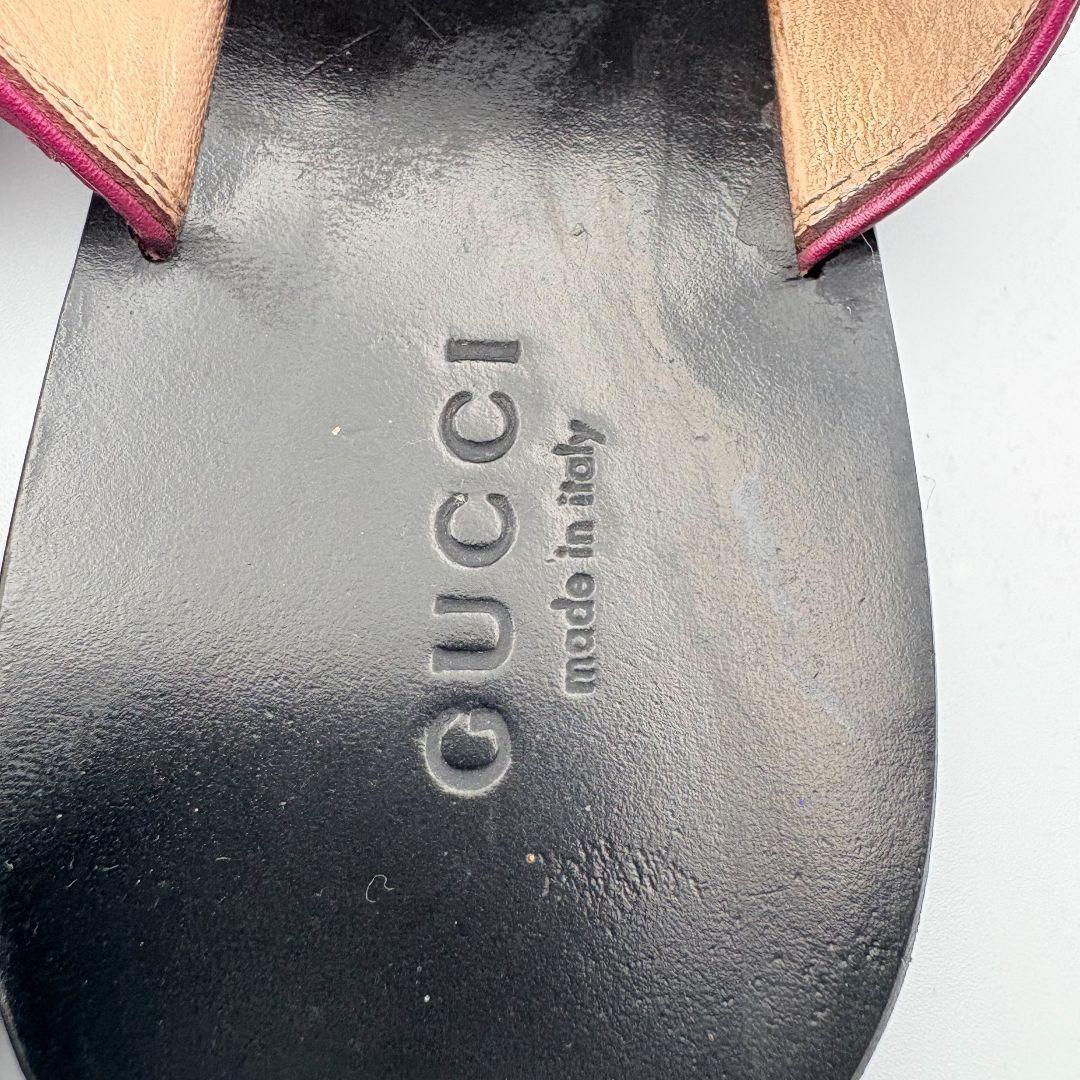 グッチ　GGマーモント　クロコ　レザー　トングサンダル　ブラック　パープル