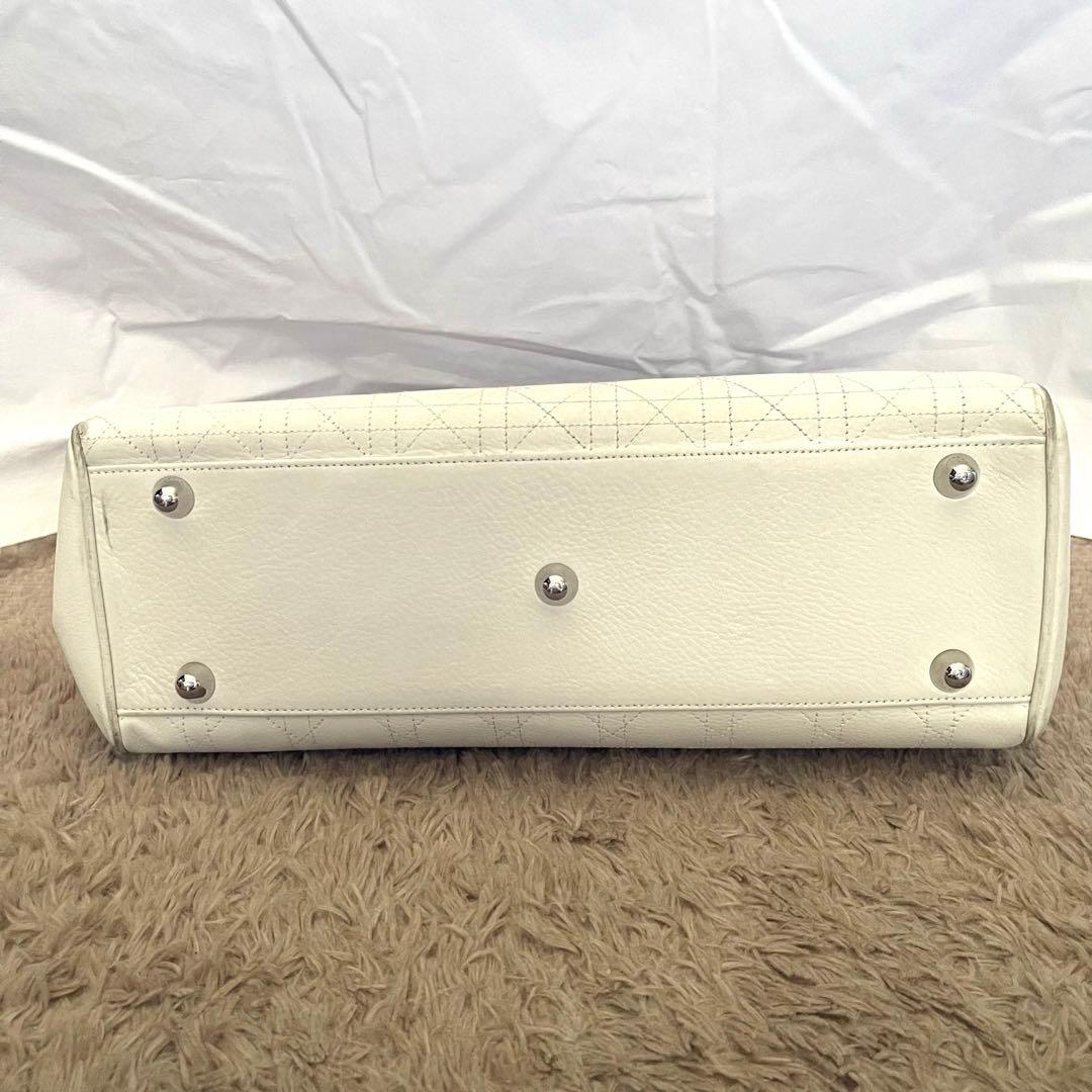 【美品】　DIOR ディオール　カナージュ　トートバッグ レザー　白