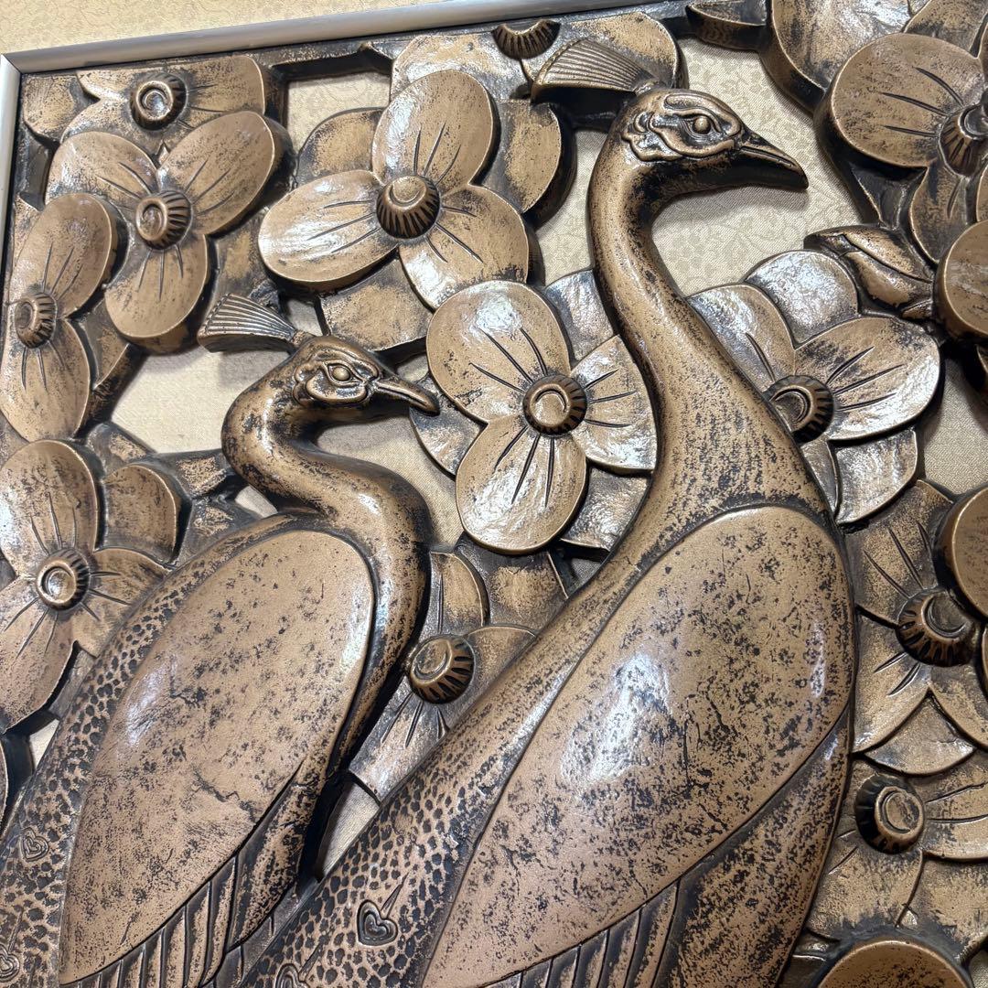 秀峰 秀峰刀 銅製　オブジェ 秀峰彫刻 アンティーク 銅 彫刻 孔雀