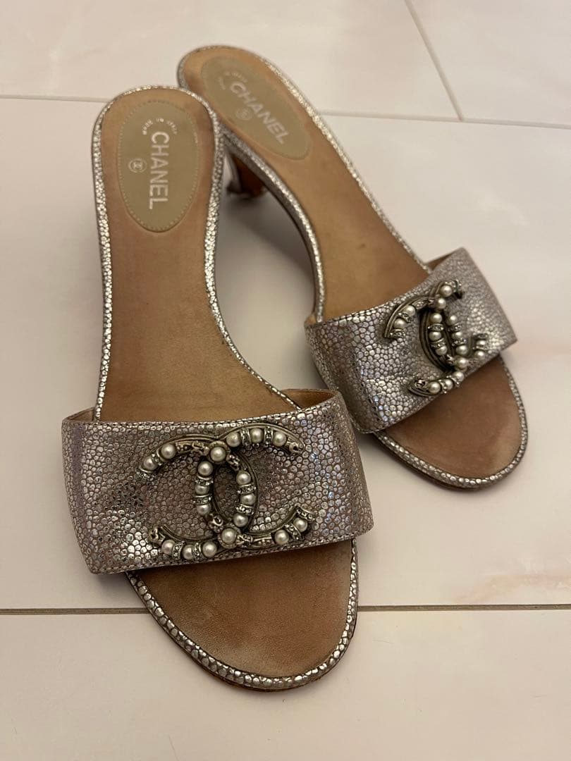 CHANEL シャネル ココマーク ミュール サンダル シルバー