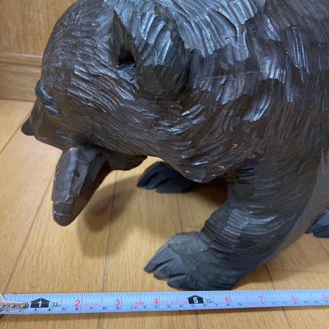 【中古品】熊の木彫り　工芸品民芸品　アンティーク昭和48年1973年贈呈品