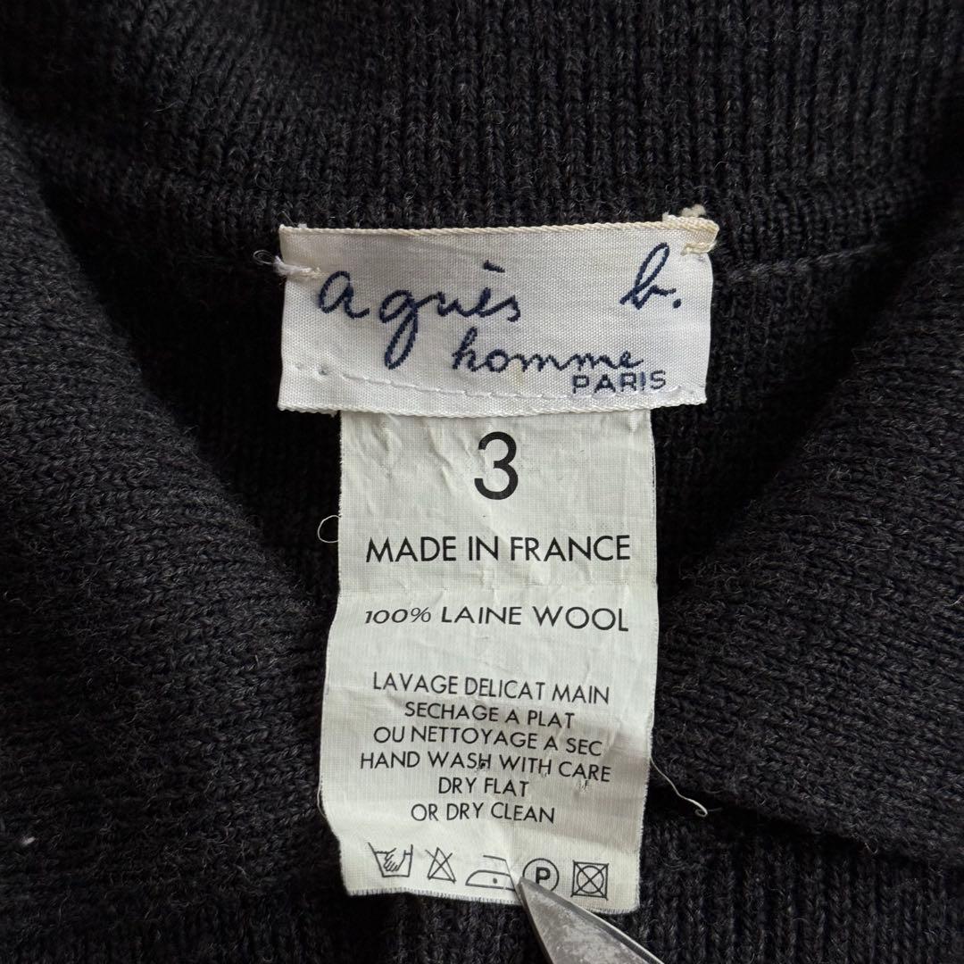 【90s/フランス製】美品 アニエスベーオム ニットジャケット 黒 XL相当