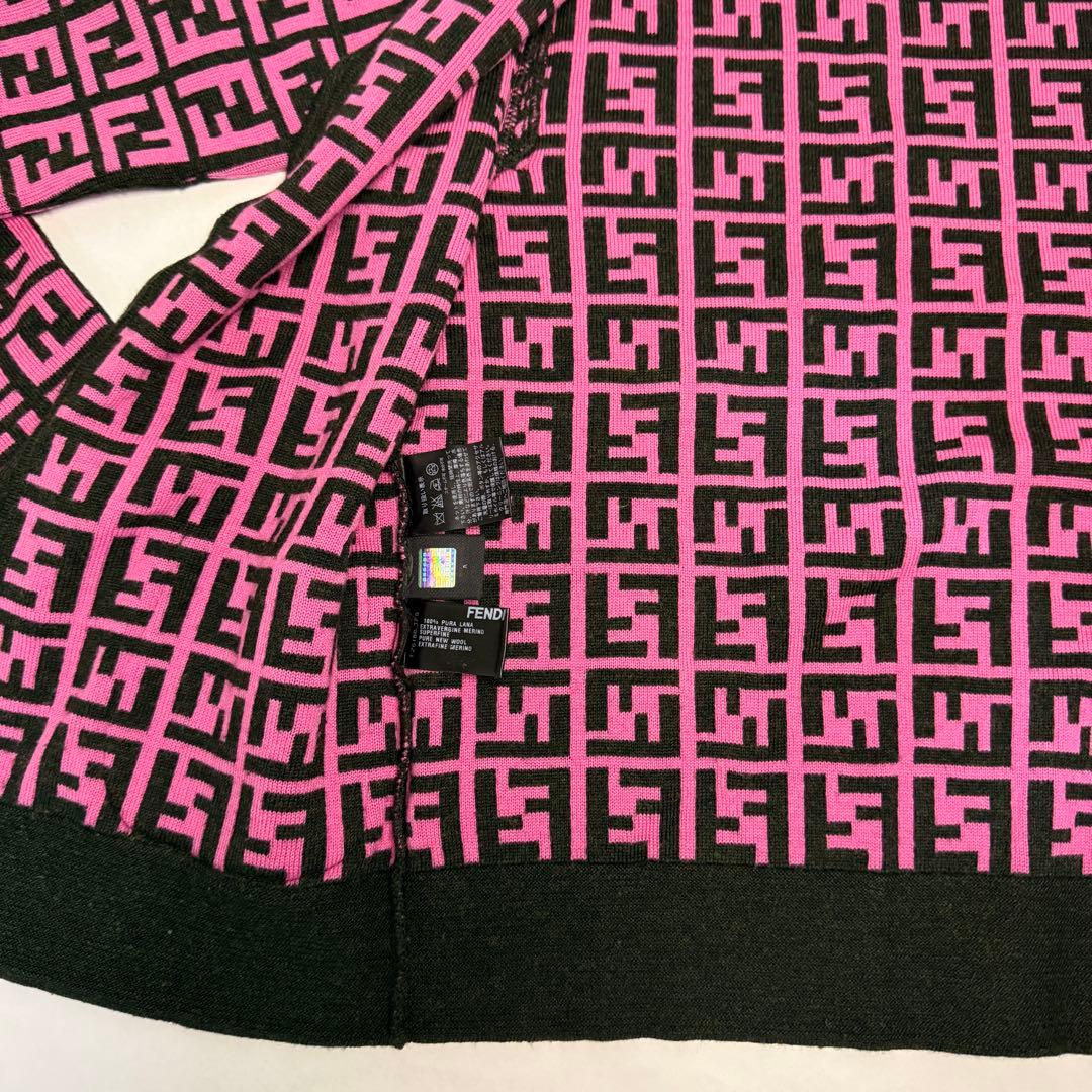 希少 FENDI フェンディ ズッカ柄 　ピンクニット カーディガン