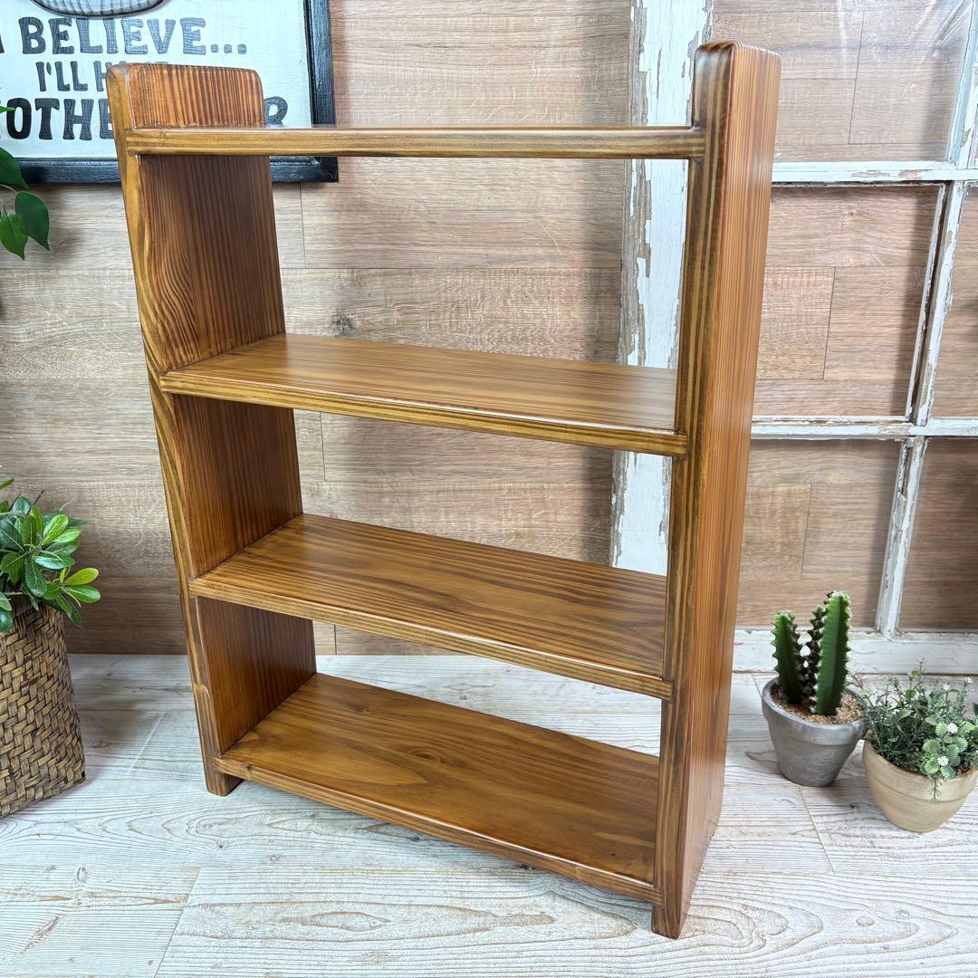 カントリー北欧パイン材四段ラックシェルフ（50㎝×70㎝）木製飾り棚調味料棚本棚