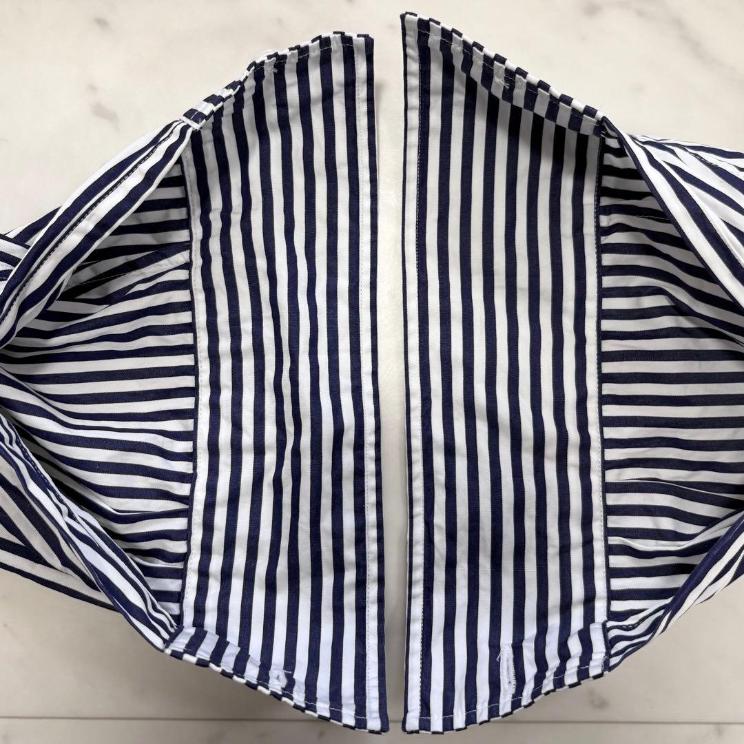 美品♪レサージュ　THOMAS MASONスタンドカラーシャツ　ネイビー　紺×白