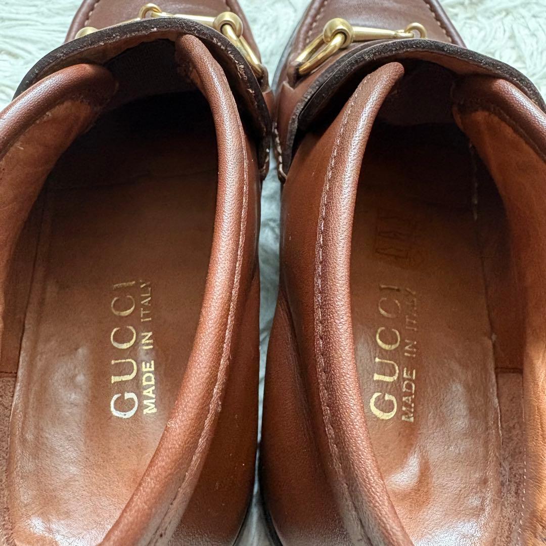 グッチ ホースビット ローファー ハイカット ブラウン 本革　104 0088