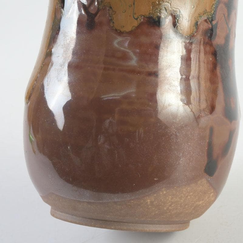 茶道具　高取焼　豊泉窯　原史朗作　耳付茶入　仕覆付　共箱　C　9779