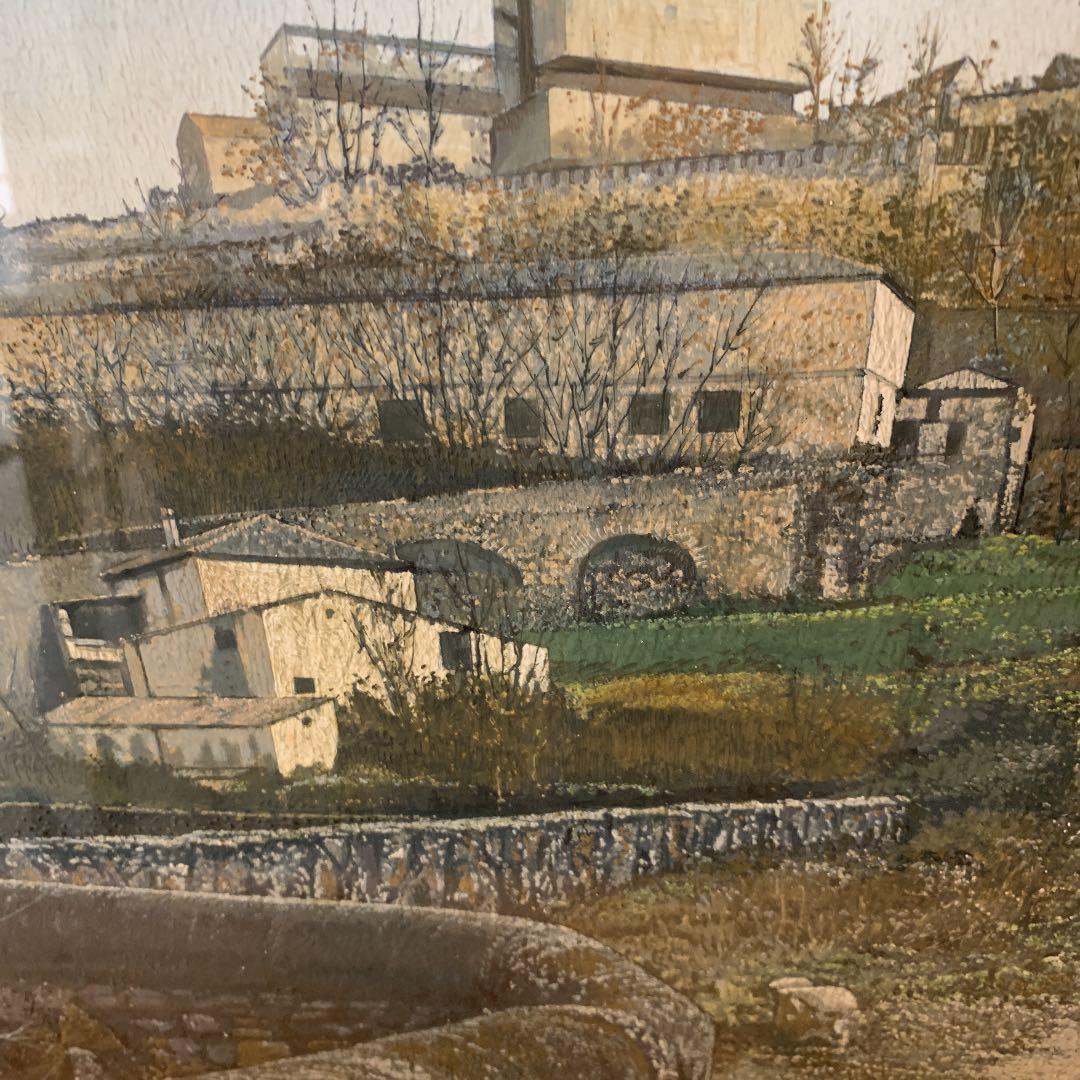 値下げ！藤田西洋作『白い家の見える道』油絵10P