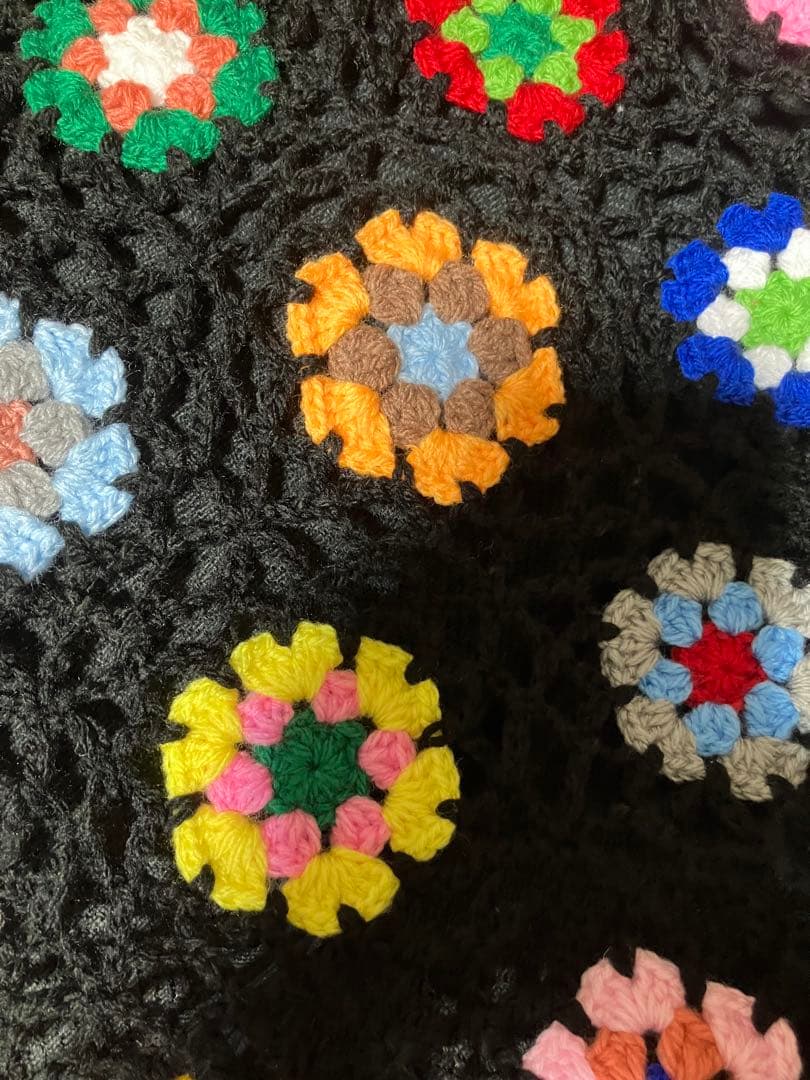 手編み　大判ブランケット　ソファーカバー　ベッドカバー　マルチカバー　かぎ針編み