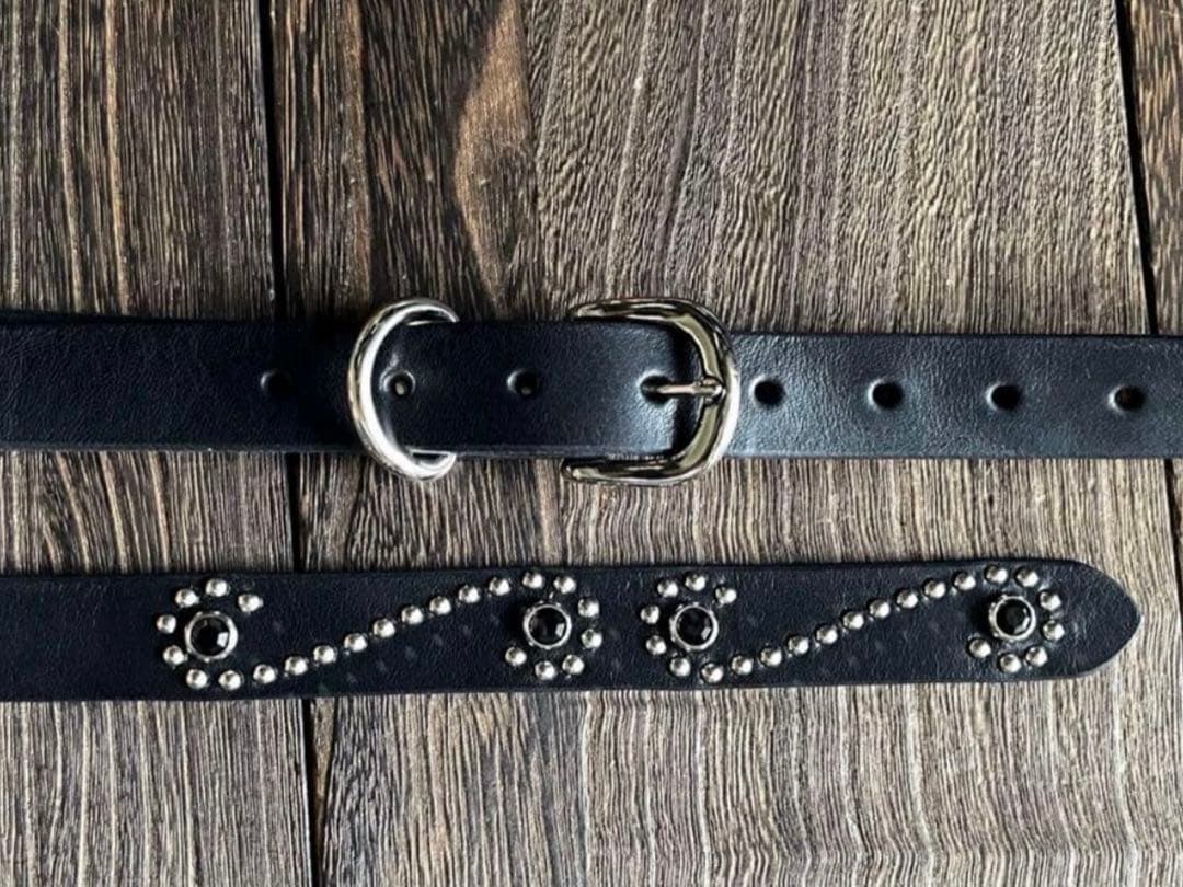 オーダー品　スタッズナローロングベルト　シルバーS字　2連　ミッスーリ