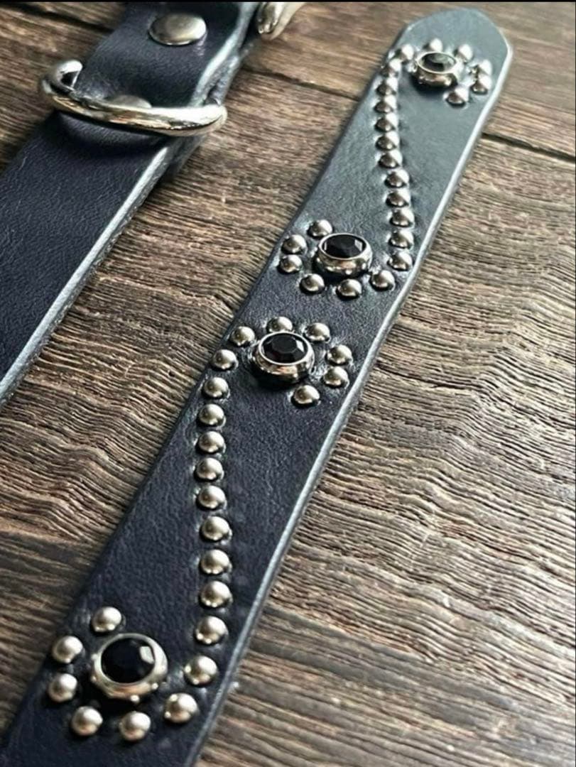 オーダー品　スタッズナローロングベルト　シルバーS字　2連　ミッスーリ