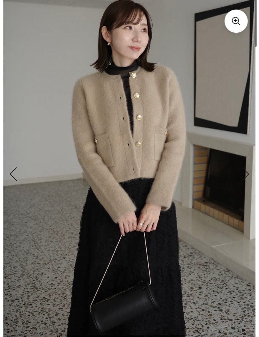 アニュアンス　anuans カシミヤブレンド ノーカラージャケット　カーディガン