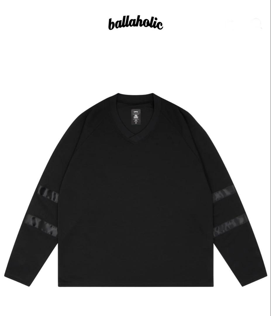 ボーラホリック　オーバルロゴ Vネック長袖シャツ (黒) L 完売