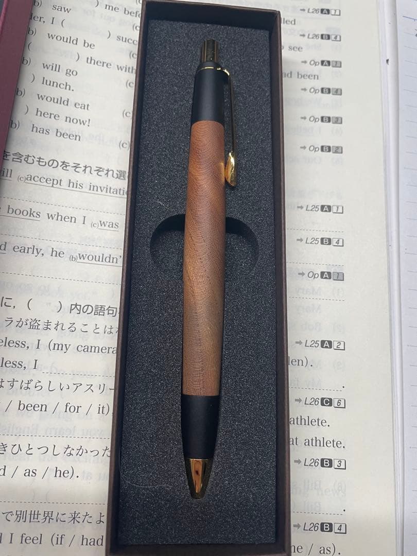 ボナンペン　欅　シャープペンシル　真鍮金具