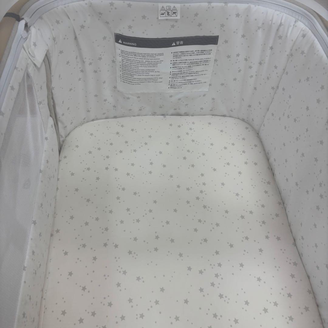 【美品】HZDMJベビーベッド 折りたたみ式 収納袋付　高さ６段階調節　添い寝