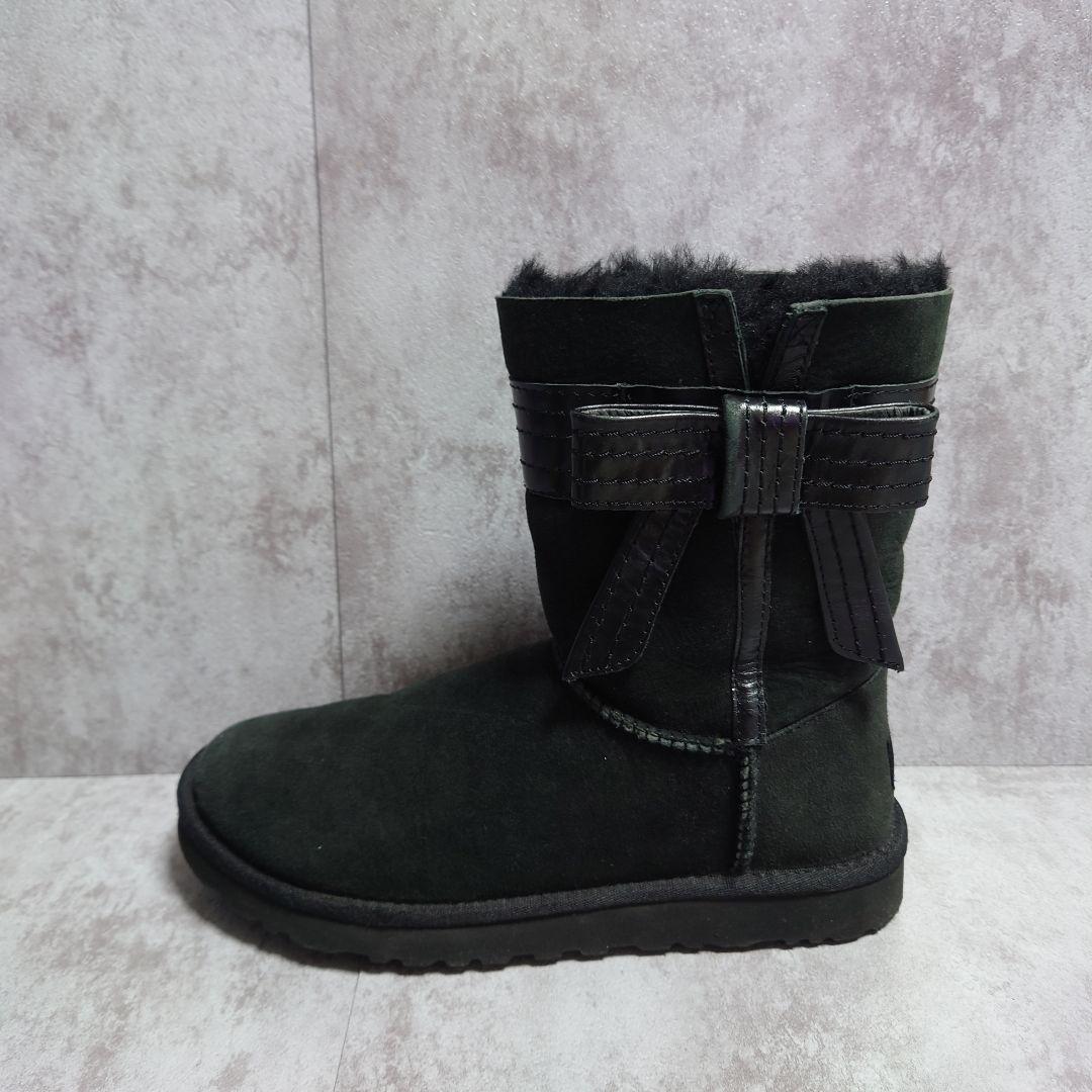 美品　UGG　ムートンブーツ　サイドリボン　ハワイ限定モデル　24cm 　黒