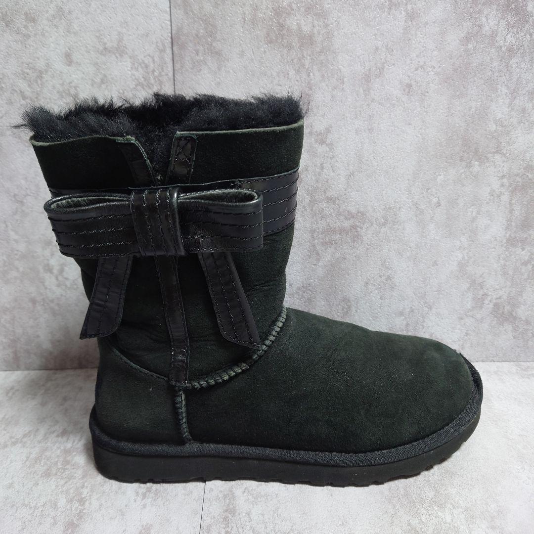 美品　UGG　ムートンブーツ　サイドリボン　ハワイ限定モデル　24cm 　黒