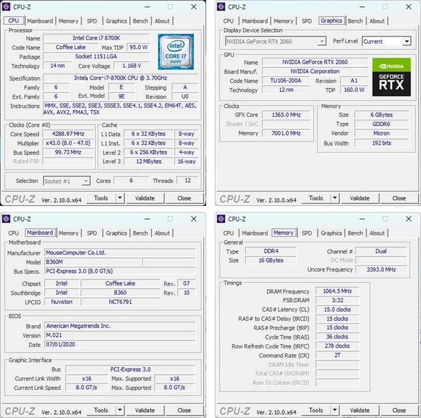 i7 8700K/RTX2060/16G/SSD 500GB/Office/水冷
