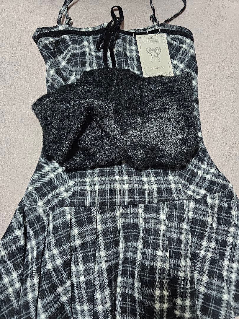nogenki BunnyLis ファーボレロ×チェックミニワンピ