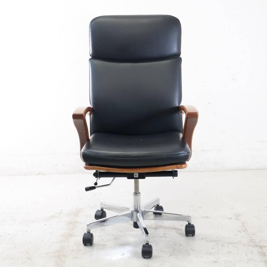 浜本工芸 ハイバック デスクチェア DSA-5800 ナラ無垢 本革レザー