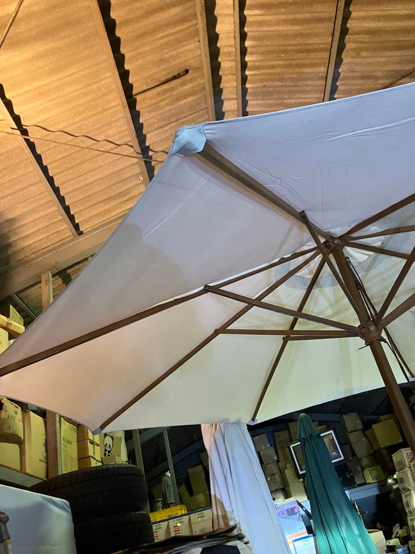 ①木製パラソル　ホワイト280cm 中古品