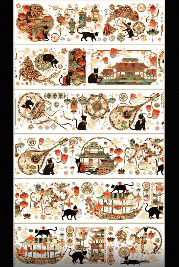 国潮・唐 シール式 海外マステ 切り売り