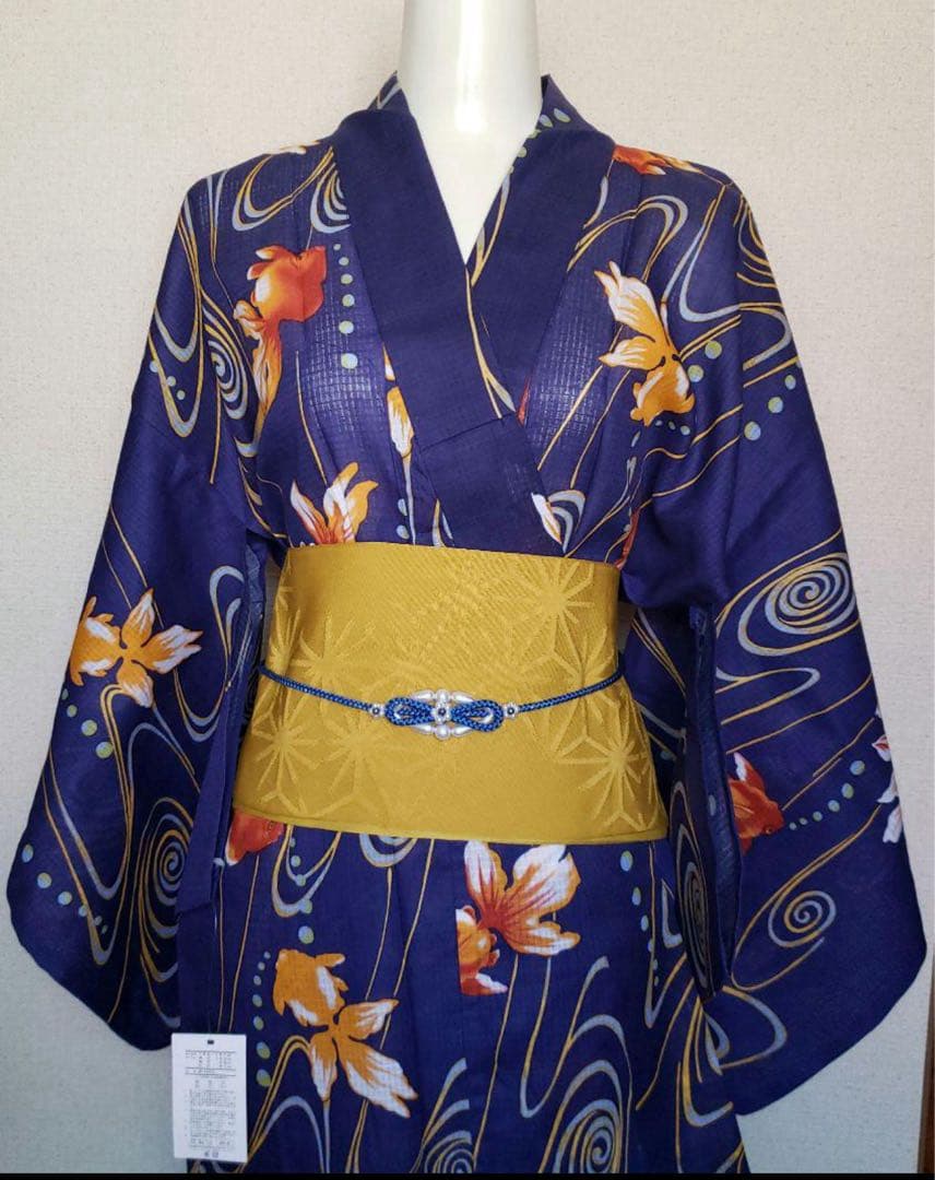 浴衣　金魚　3点セット　綿紅梅　涼しい