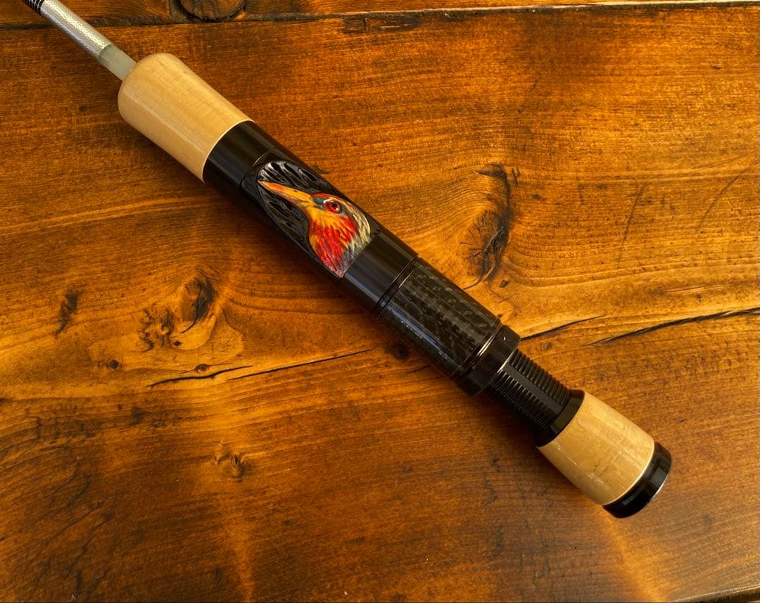 トラウトロッド　パックロッド　スピニングロッド　渓流釣り　グラス　カワセミ模様