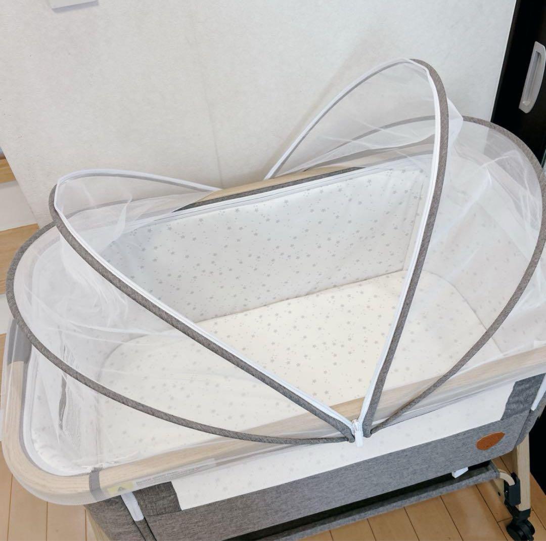 【美品】HZDMJベビーベッド 折りたたみ式 付属品完備 説明書 収納袋付き