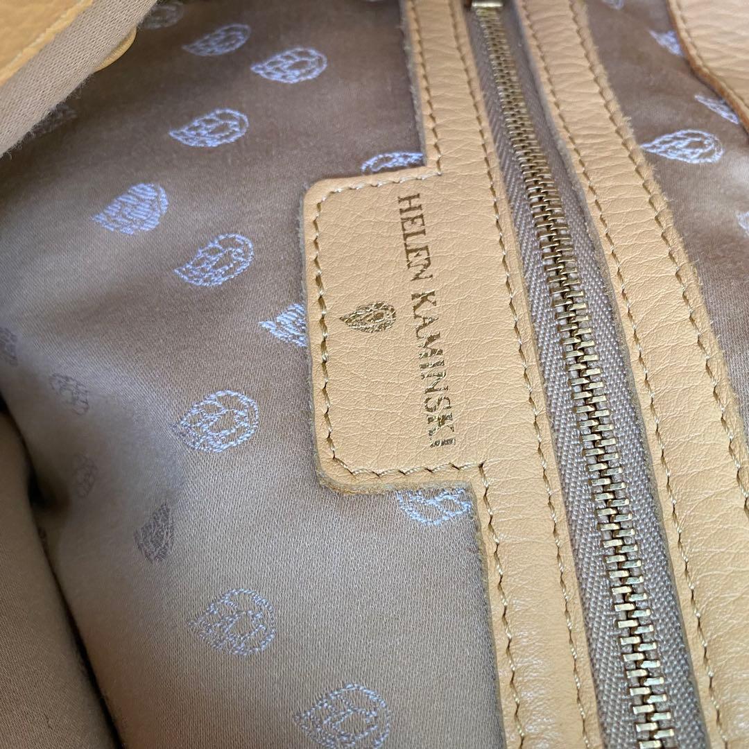 極美品　ヘレンカミンスキー　ラフィア　レザーハンドル ラフィアトートバッグ