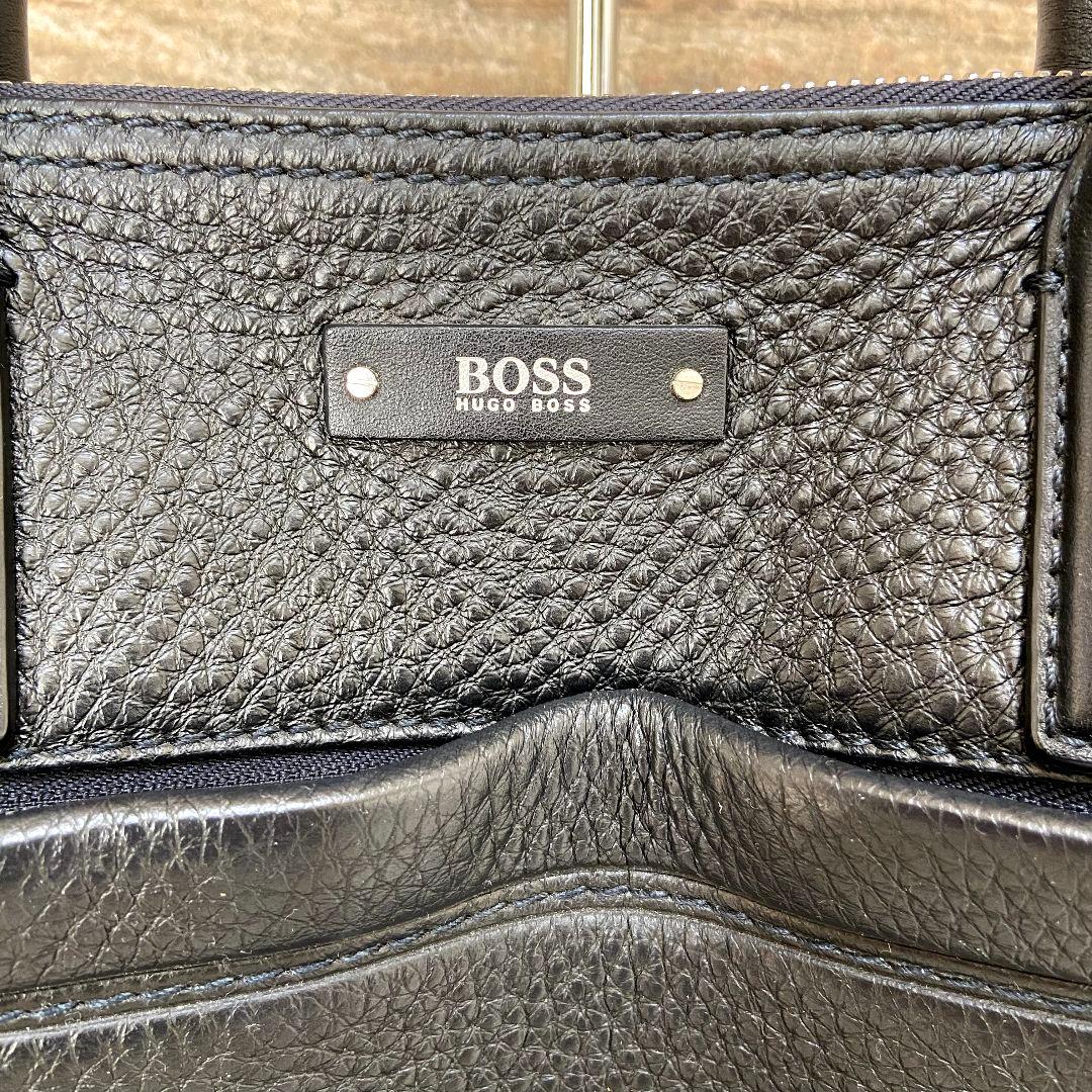 【美品】HUGO BOSS　ヒューゴボス　ビジネスバッグ　シボ皮　ブラック