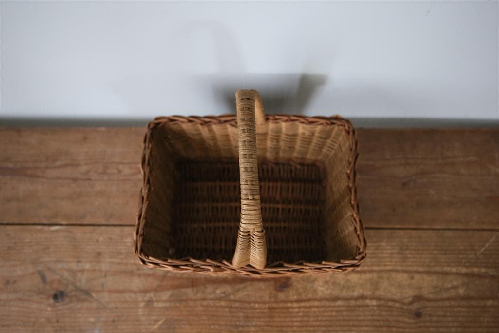 フランスアンティークラタン製バスケット/パニエ/アラログカゴ籐籠78-218-2