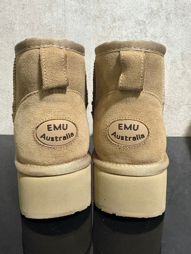 美品 厚底 EMU エミュー プラットフォーム マイクロ ウール ムートン