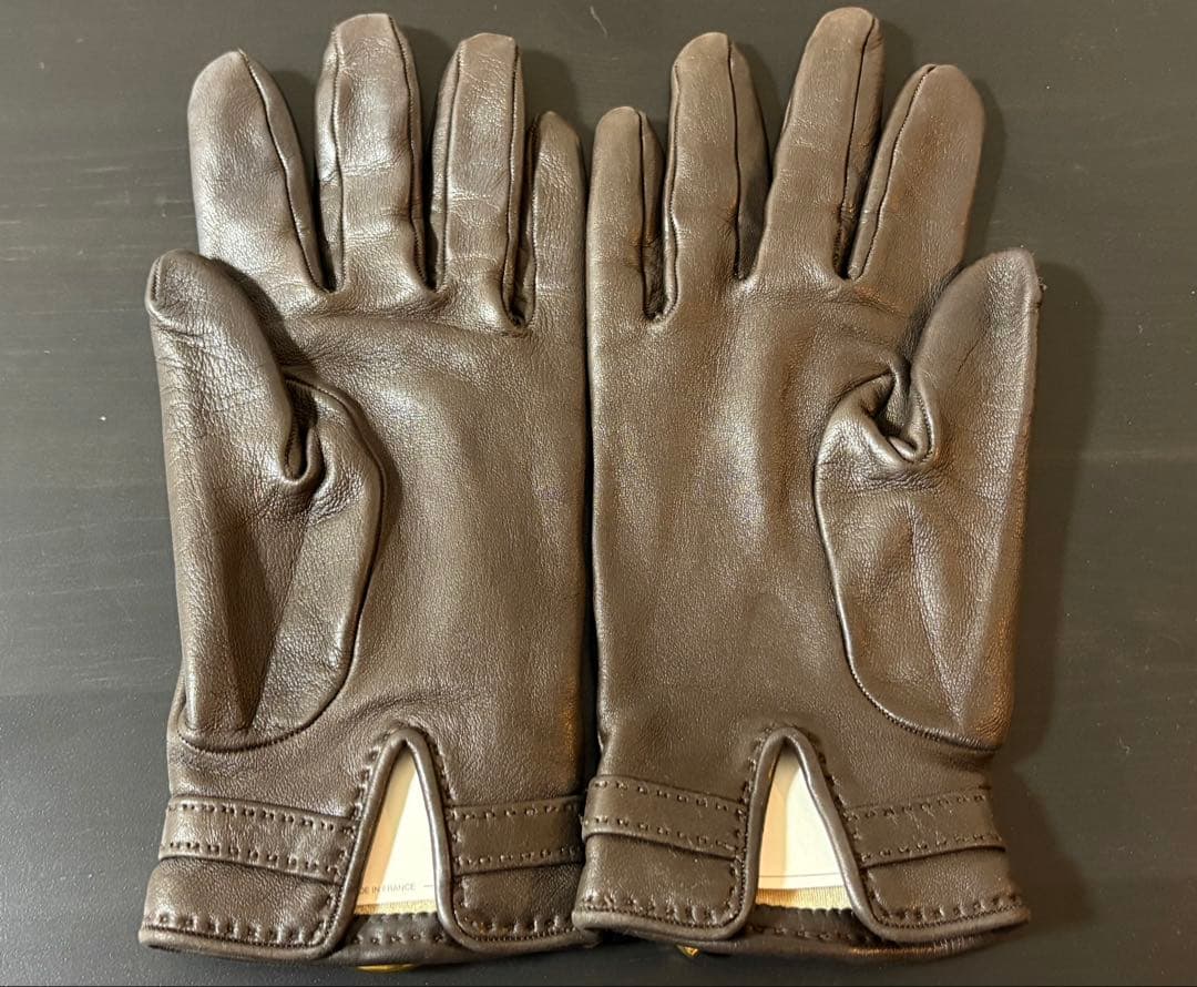 エルメス HERMES シェーヌダンクル レザー グローブ ブラウン