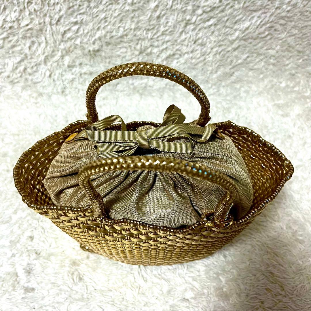 ✨美品✨アンテプリマ イントレッチオ ハンドバッグ ゴールド インナーバッグ
