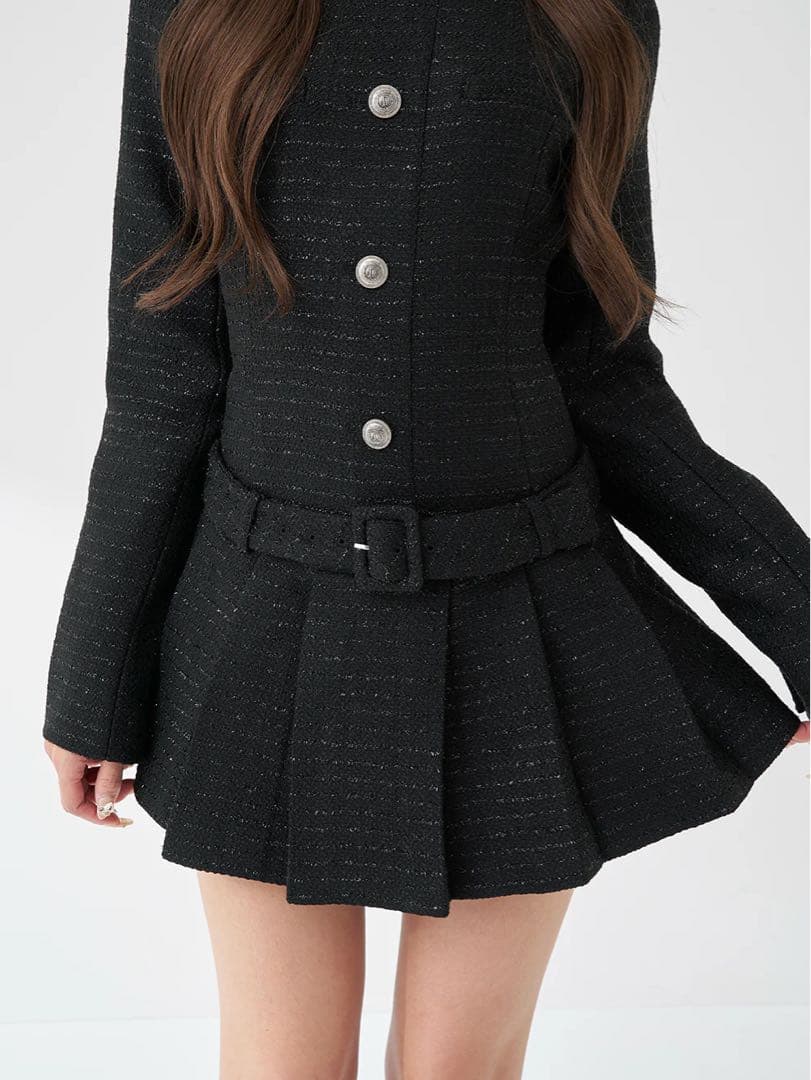 ★新品★Free-Lサイズ★Darich ボックスプリーツツイードミニワンピース