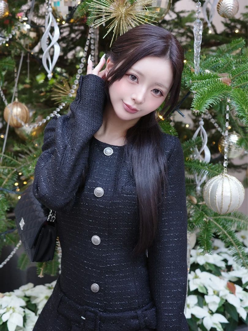 ★新品★Free-Lサイズ★Darich ボックスプリーツツイードミニワンピース