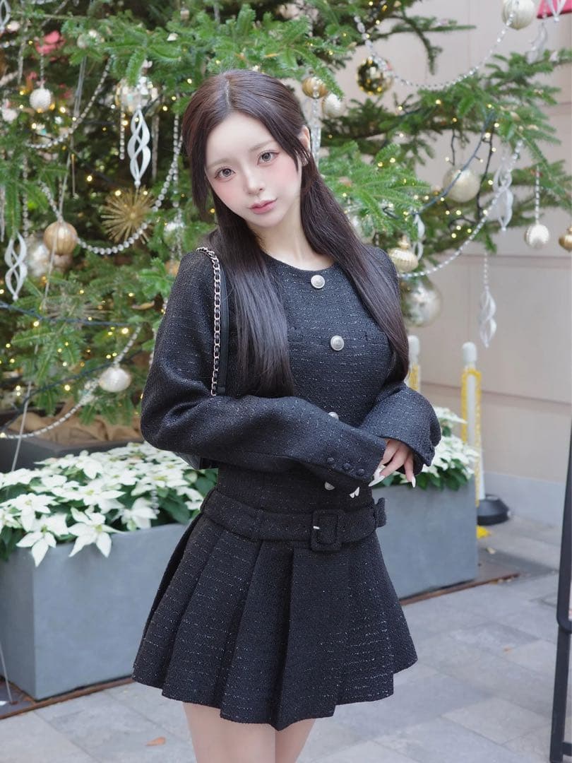 ★新品★Free-Lサイズ★Darich ボックスプリーツツイードミニワンピース