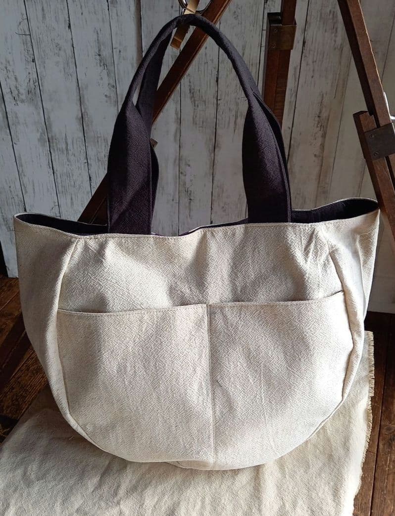 ハンドメイド丸型トートバック※コットンリネン